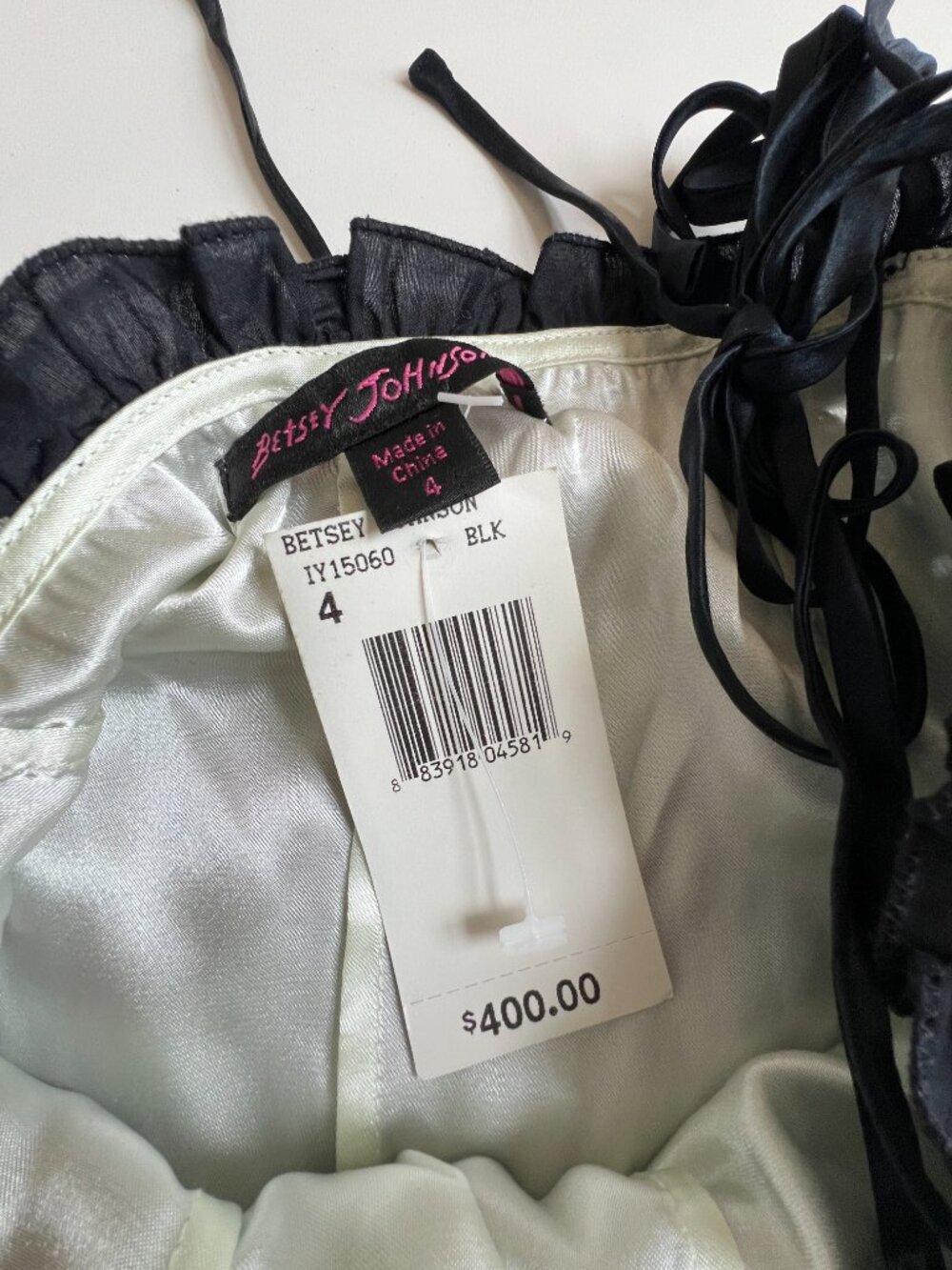 Vintage Y2K black/green Betsey Johnson lacy dress. Sz 4, NWT, perfect condition. - Picture 8 of 10